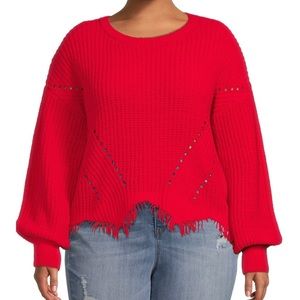 No Boundaries Sweater Chenille Distressed Pullover Top